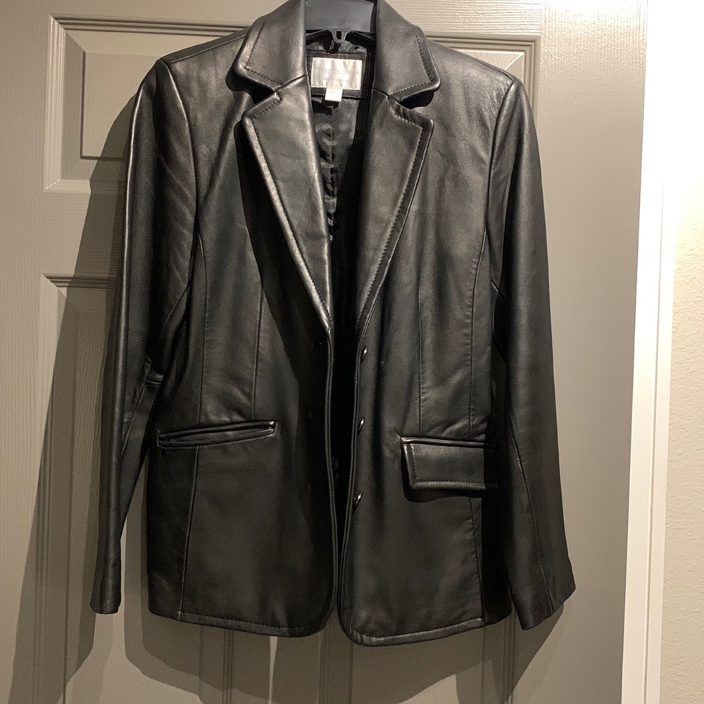 Black Leather Jacket. Genuine Thick (lambskin) size Small NWOT. Free Shipping